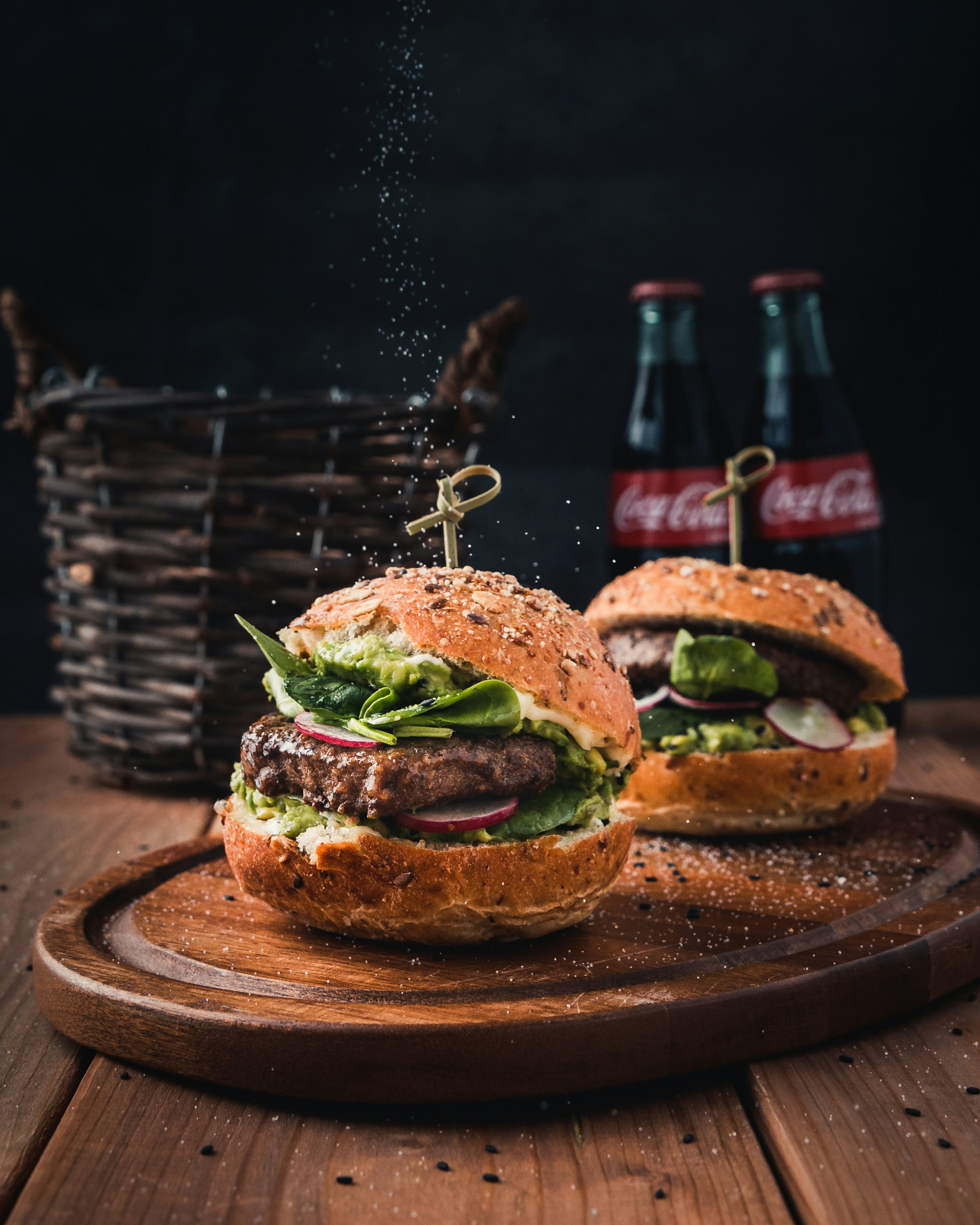 Burger with lettuce, tomato, and cheese